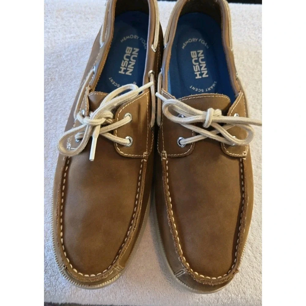NUNN BUSH TAN-HAVANE BAYSIDE LEATHER BOAT SHOES SIZE 12M